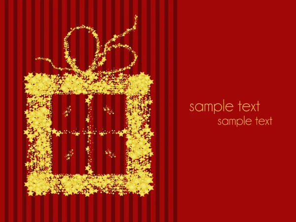 Christmas card design with gold gift — Stock Vector