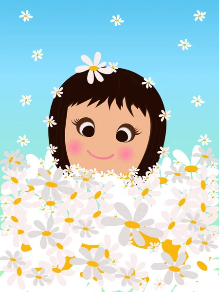 Girl in flowers — Stock Vector