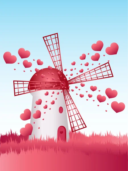 Láska větrný mlýn — Stockový vektor