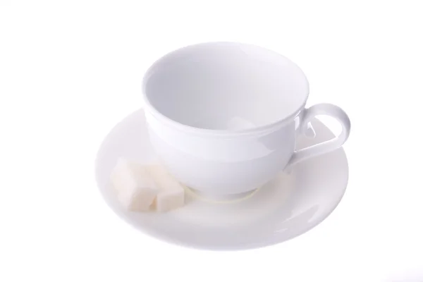 Weiße Tasse und Zucker — Stockfoto