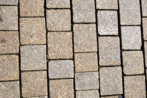 European cobblestone paving close-up texture