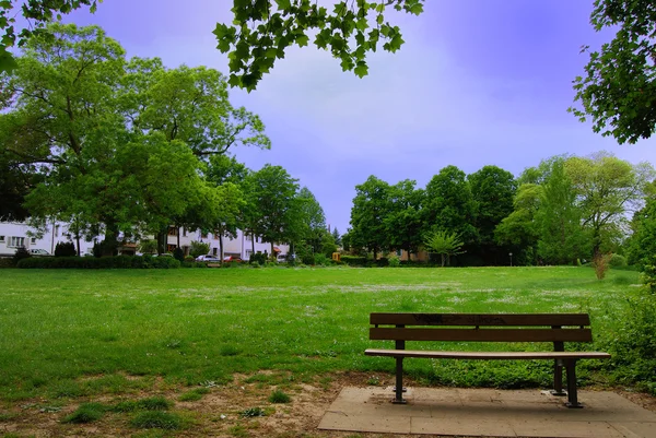 Одинокая скамейка в парке — стоковое фото