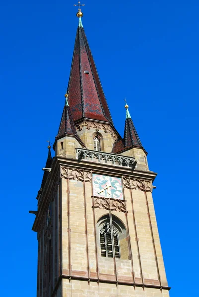 Wieża zegarowa w radolfzell Kościoła — Zdjęcie stockowe