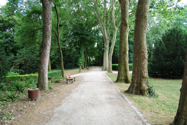 Empty footpath in Saint Denis park, Paris, France