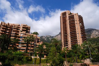 Monaco residential tall houses clipart