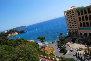 Monaco beach and luxury hotel clipart