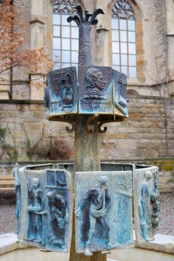 Ornate medieval fountain, Stuttgart, Ger clipart