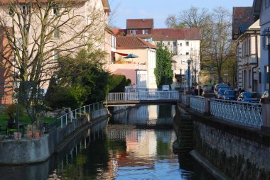 Street with bridges in Stuttgart clipart