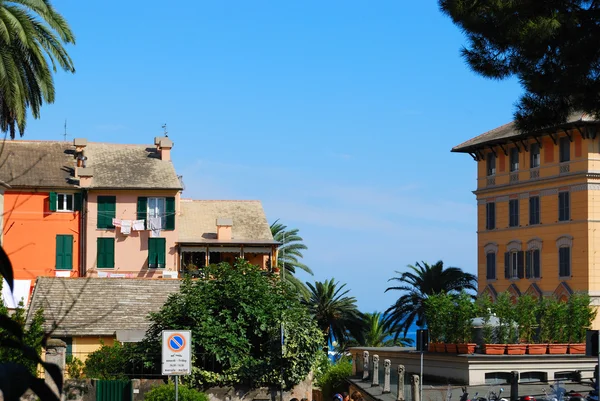 stock image Street of Arenzano and mediterranean sea