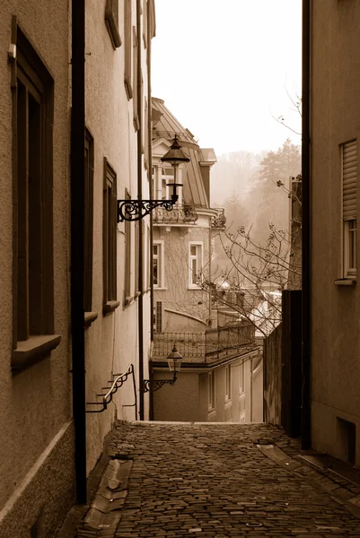 Empty street of Baden-Baden in sepia col — Stock Photo, Image