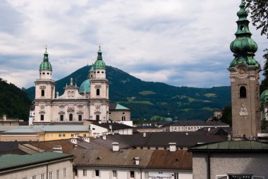 Salzburg Cathedral and Alps clipart