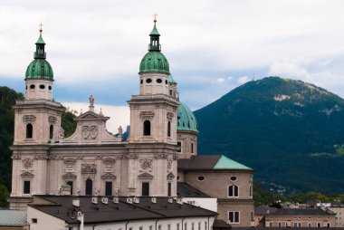 Salzburg cathedral and Alps clipart