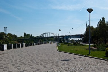 Embankment and the bridge to island clipart