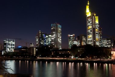 Frankfurt downtown at night clipart