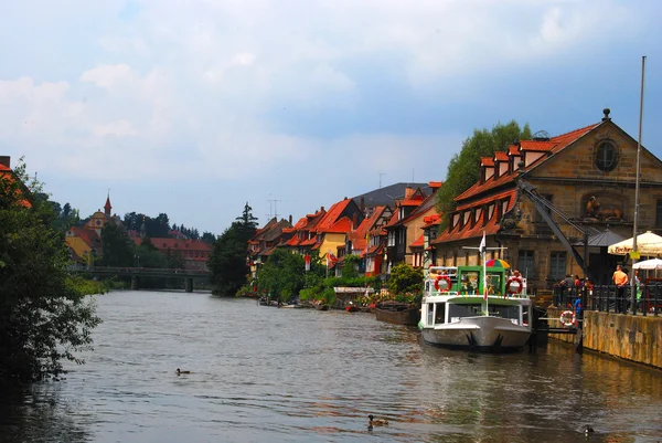 Regnitz річки і Bamberg — стокове фото