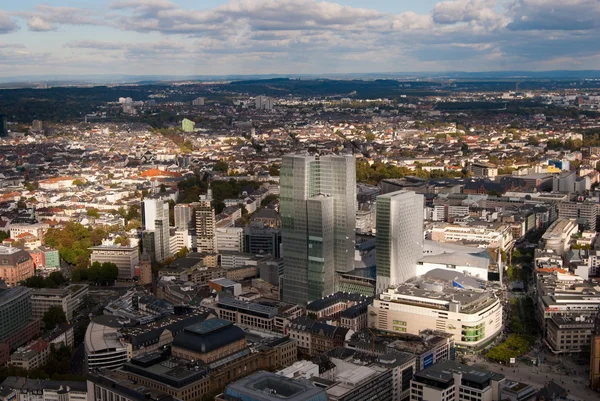 Frankfurt centro da cidade vista birdfly — Fotografia de Stock