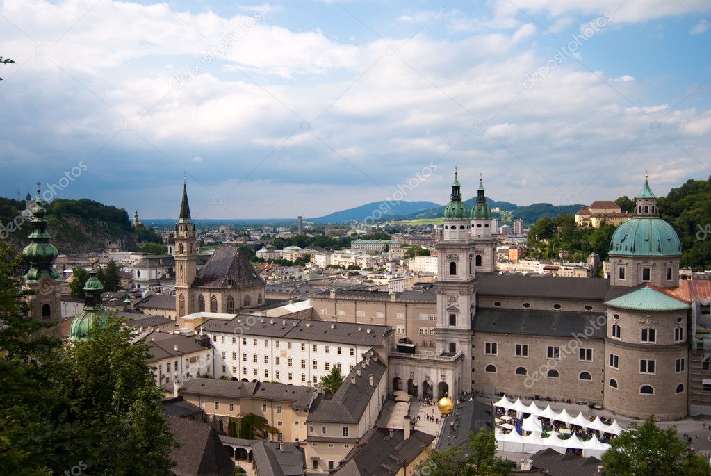 Salzburg monastery and cityscape