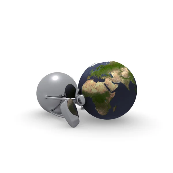 3D karaktär och jorden — Stockfoto