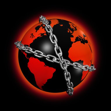 Chained world globe clipart