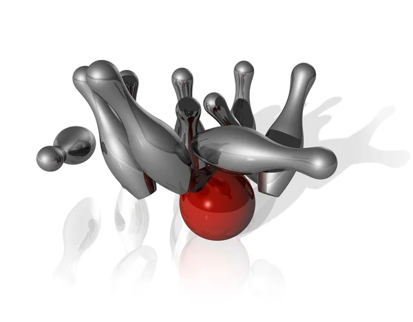 3D-Bowling-Streik — Stockfoto