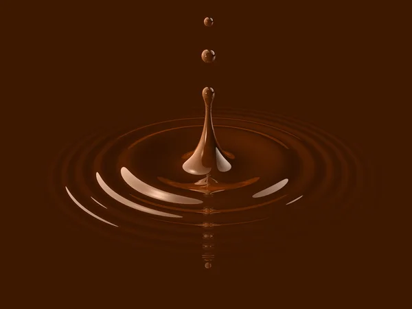Drop of liquid chocolate and ripple — Stock Photo, Image