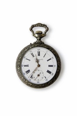 Old Pocket watch on a white background clipart