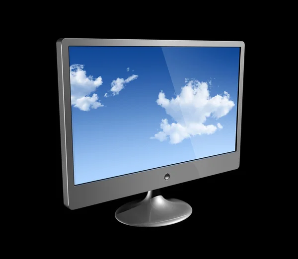 Monitor de computador 3D isolado em preto — Fotografia de Stock