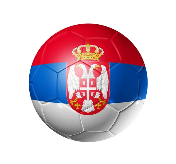Bola de futebol com bandeira da Sérvia — Fotografia de Stock