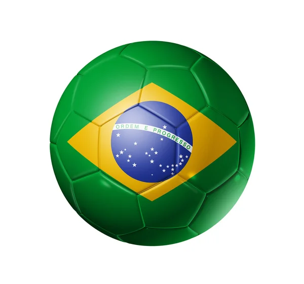 Soccer football ball with brazil flag — Stock Photo, Image