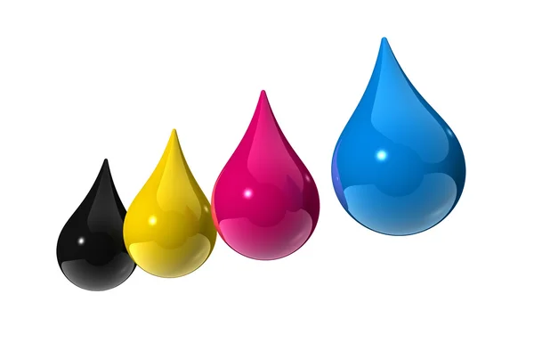 Cmyk ink drops — Stock Photo, Image