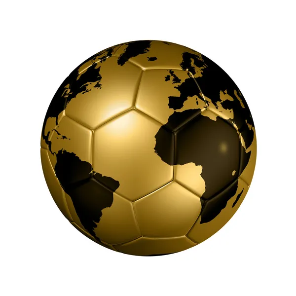 Altın futbol futbol topu dünya Küre — Stok fotoğraf