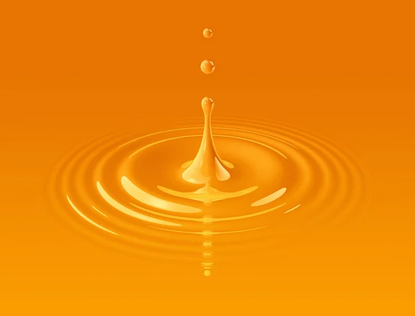 Drop of orange juice and ripple — Stock Photo, Image