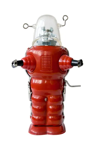 Παλιά κόκκινο μεταλλικό ρομπότ — Φωτογραφία Αρχείου