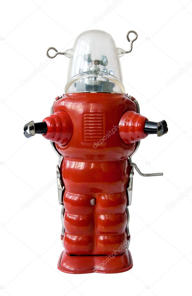 Old red metal robot
