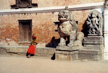 Brahman ve aslan heykeli Kathmandu