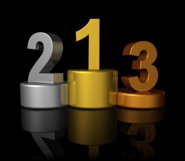 3D winners number podium clipart