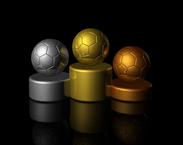 Ganadores de fútbol 3D podio — Foto de Stock