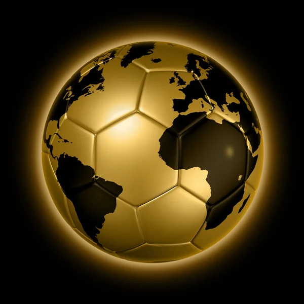 Ballon de football en or globe mondial — Photo