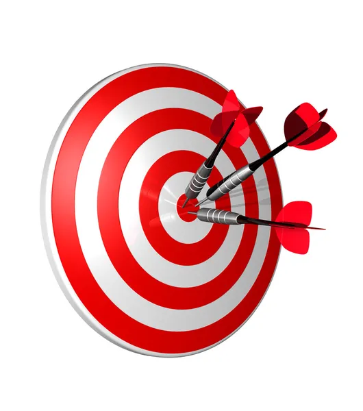 3D-dart rechts op het target center — Stockfoto