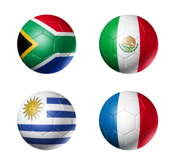 Coppa del mondo di calcio gruppo A bandiere sul calcio — Foto Stock
