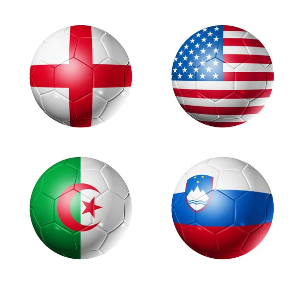 Soccer world cup group C flags on soccer — Stock Photo, Image