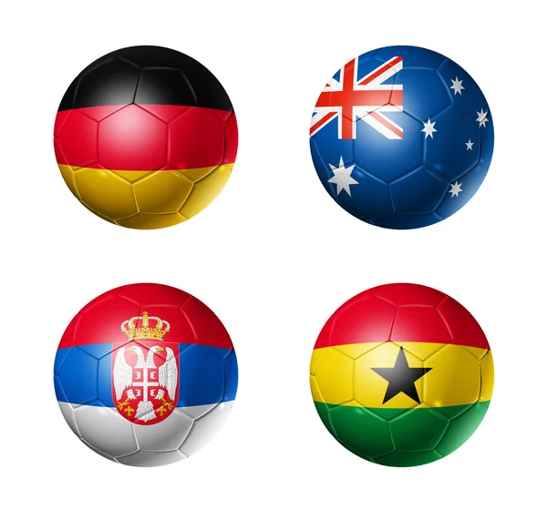 Soccer world cup group D flags on soccer — Stock Photo, Image