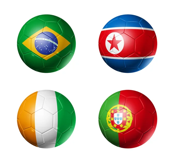 Copa do mundo de futebol grupo G bandeiras no futebol — Fotografia de Stock