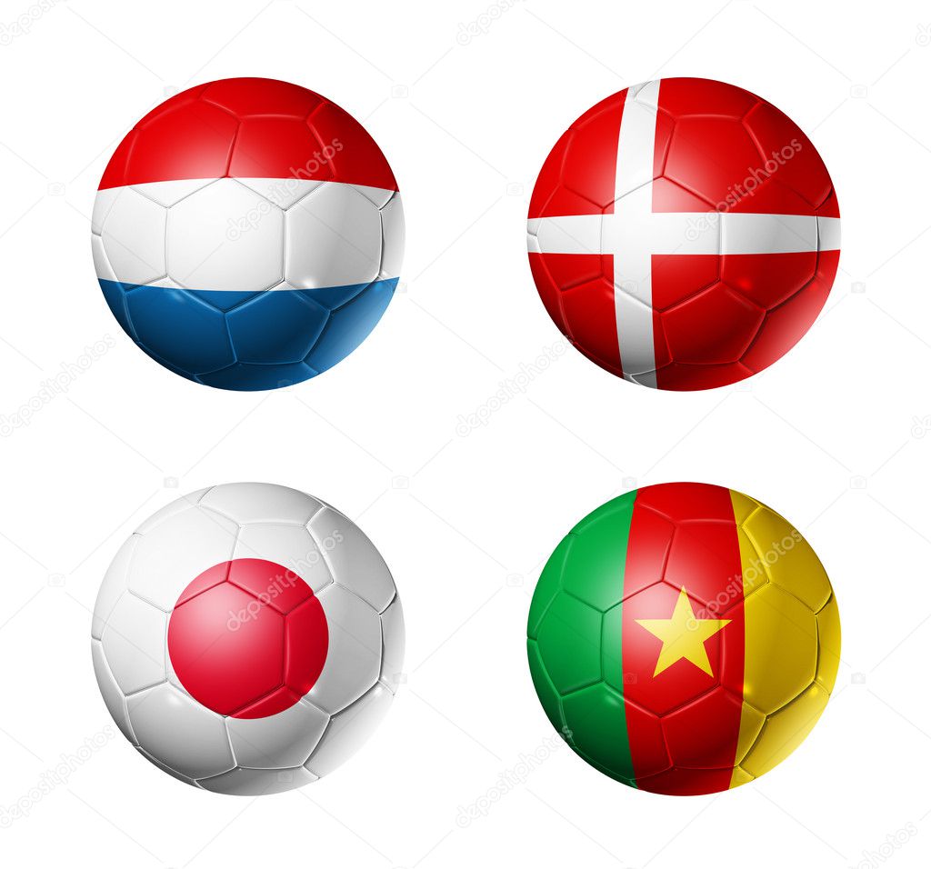 Soccer world cup group E flags on soccer