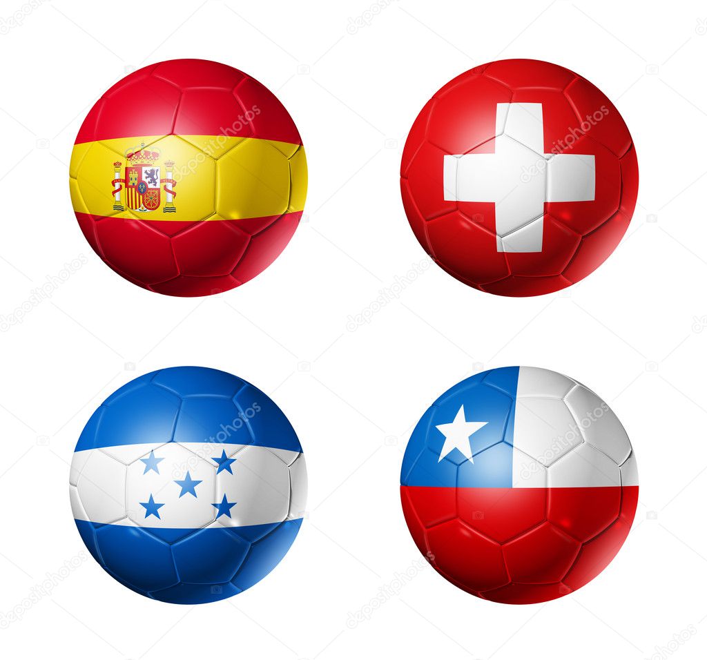 Soccer world cup group H flags on soccer