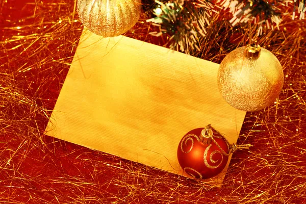 Carte de Noël et ornements — Photo
