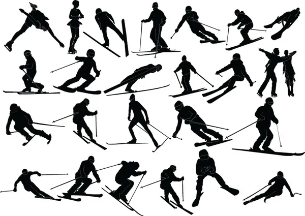 冬のスポーツ シルエット — ストックベクタ