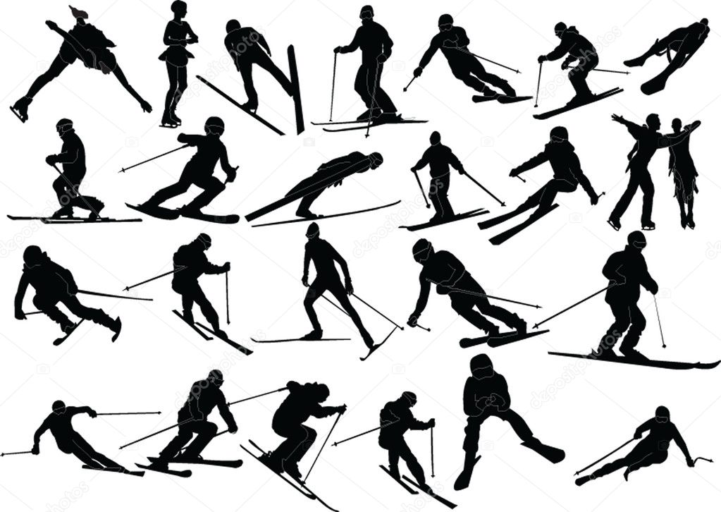 Winter sports silhouette