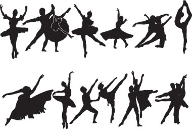 Ballet silhouette collection clipart