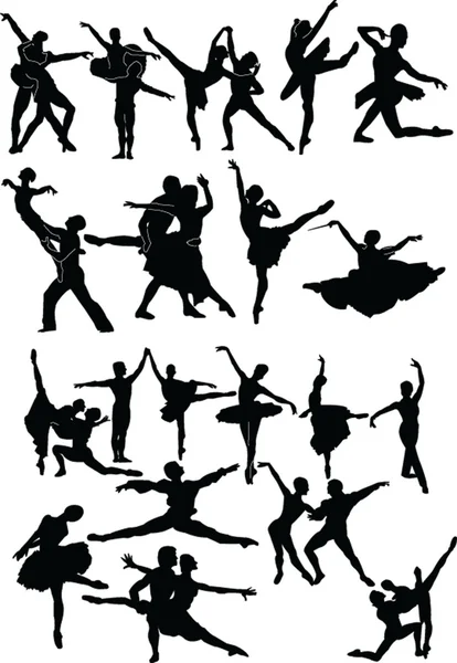芭蕾舞剪影集合-矢量 — 图库矢量图片